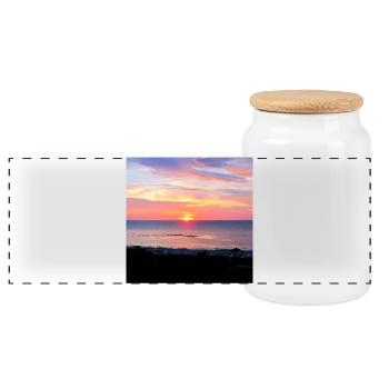 COUCHER DE SOLEIL I Vacances I Mer I Été - Boîte à biscuits avec couvercle en bois - blanc - Devant