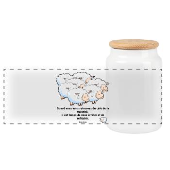 Les moutons de la majorité... - Boîte à biscuits avec couvercle en bois - blanc - Devant