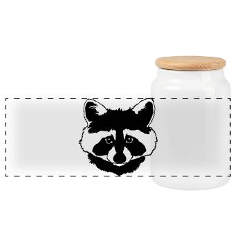 Tête de raton laveur noir et blanc - Boîte à biscuits avec couvercle en bois - blanc - Devant