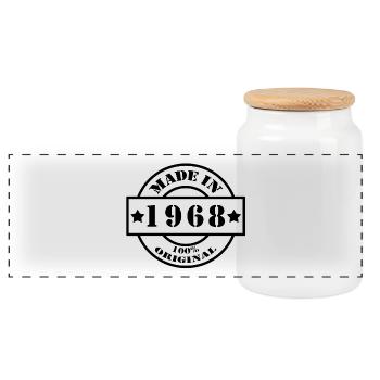 MADE IN 1968 year of birth year of manufacture vintage gift - Panoramic Cookie Jar with Wooden Lid - white - Front