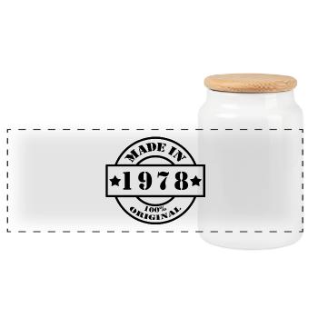 MADE IN 1978 year of birth year of manufacture vintage gift - Panoramic Cookie Jar with Wooden Lid - white - Front