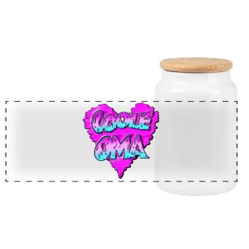 Coole Oma - Graffiti- mit Herz - Pink - Panorama Keksdose mit Holzdeckel - Weiß - Vorne
