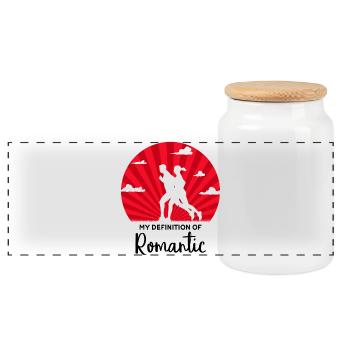 Team running race sports couple training marathon - Panoramic Cookie Jar with Wooden Lid - white - Front