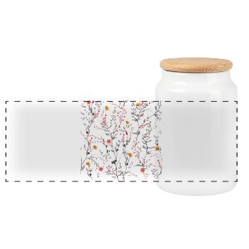 Floral Nightfall Bloom on Black - Panoramic Cookie Jar with Wooden Lid - white - Front
