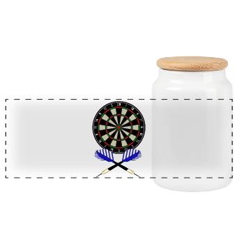 Dartboard - Panoramic Cookie Jar with Wooden Lid - white - Front