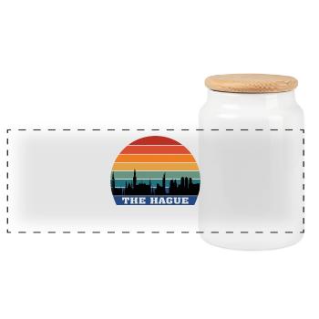 La Haye Skyline Silhouette Souvenir Pays-Bas - Boîte à biscuits avec couvercle en bois - blanc - Devant