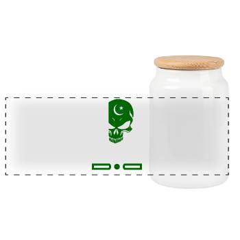 Conception / cadeau de crâne du Pakistan - Boîte à biscuits avec couvercle en bois - blanc - Devant