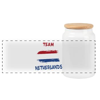 Design / idée cadeau Team Netherlands - Boîte à biscuits avec couvercle en bois - blanc - Devant