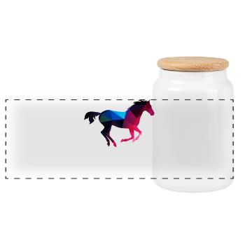 Cheval chevaux cavalier ride animal galop poulain Heng - Boîte à biscuits avec couvercle en bois - blanc - Devant