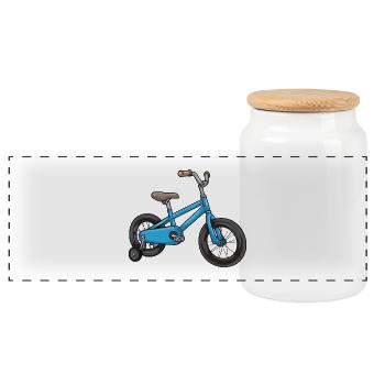 Children's Bike Training Wheels - Panoramic Cookie Jar with Wooden Lid - white - Front