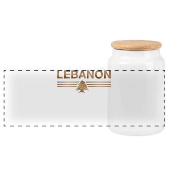 Libanon Beirut Libanese Libanesin Libanesisch LBN - Panorama Keksdose mit Holzdeckel - Weiß - Vorne