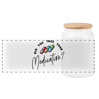 Pills Nurse Medicine Caregiver Care - Panoramic Cookie Jar with Wooden Lid - white - Front
