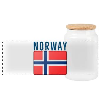 Norway flag with lettering - Panoramic Cookie Jar with Wooden Lid - white - Front