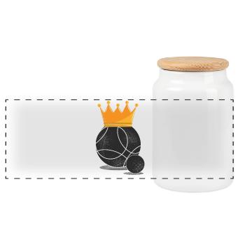 Boule reine pétanque couronne boules boulen boccia - Boîte à biscuits avec couvercle en bois - blanc - Devant