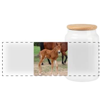 Pferd Pferdeposter - Panorama Keksdose mit Holzdeckel - Weiß - Vorne