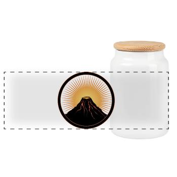 Volcano patch with liquid lava - Panoramic Cookie Jar with Wooden Lid - white - Front
