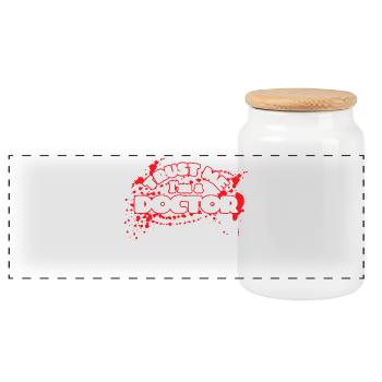Doctor doctor assistant doctor specialist doctor funny saying - Panoramic Cookie Jar with Wooden Lid - white - Front