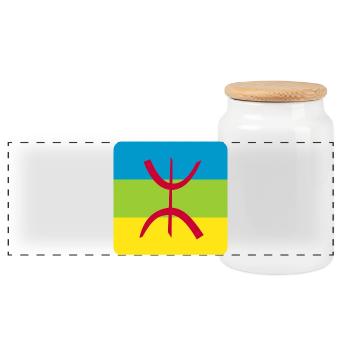 autocollant drapeau berbère réf amazigh - Boîte à biscuits avec couvercle en bois - blanc - Devant