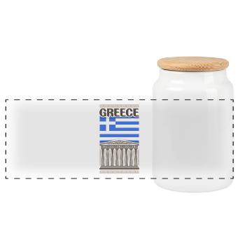 Griechenland Souvenir Wahrzeichen, Griechenland Flagge Reisen - Panorama Keksdose mit Holzdeckel - Weiß - Vorne