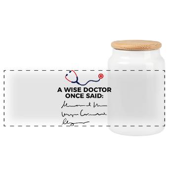 Doctor doctor specialist assistant doctor funny saying - Panoramic Cookie Jar with Wooden Lid - white - Front