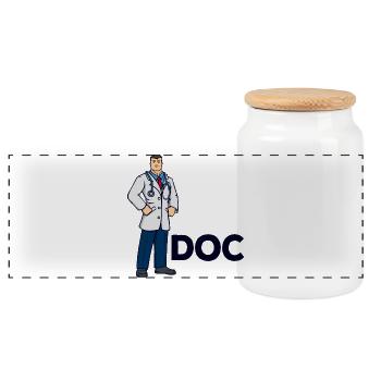 Superhero physician doctor assistant doctor emergency doctor profession - Panoramic Cookie Jar with Wooden Lid - white - Front