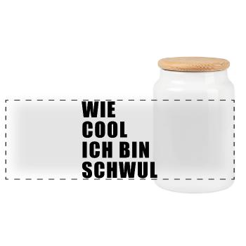 Wie cool, ich bin schwul - Panorama Keksdose mit Holzdeckel - Weiß - Vorne