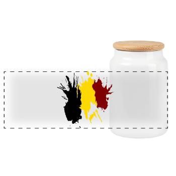 belgium pepigo - Panoramic Cookie Jar with Wooden Lid - white - Front