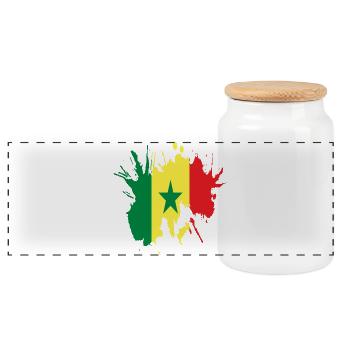 Sénégal - Boîte à biscuits avec couvercle en bois - blanc - Devant
