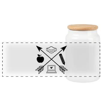 Teacher Teacher Symbols School Uni Mask Gift - Panoramic Cookie Jar with Wooden Lid - white - Front