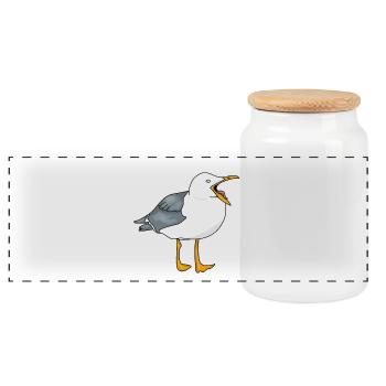 Möwe - Seagull - Panorama Keksdose mit Holzdeckel - Weiß - Vorne