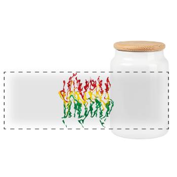 Lebendige Reggae Flammen-Illustration Reggae - Panorama Keksdose mit Holzdeckel - Weiß - Vorne