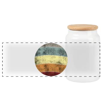 Abstraktes Vintage Farbband Design - Panorama Keksdose mit Holzdeckel - Weiß - Vorne