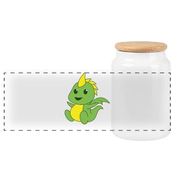 Dragon dragon monster lizard saurian fantasy fable - Panoramic Cookie Jar with Wooden Lid - white - Front