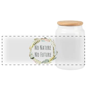 No Nature No Future Feathers - Panoramic Cookie Jar with Wooden Lid - white - Front