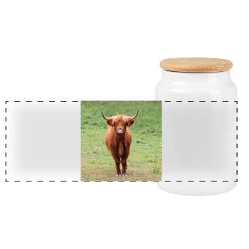 Bovins highland vache bovins bovins agriculteur - Boîte à biscuits avec couvercle en bois - blanc - Devant