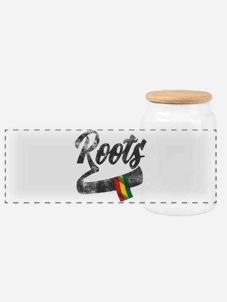 Roots Reggae Design mit farbiger Flagge - Panorama Keksdose mit Holzdeckel - Weiß
