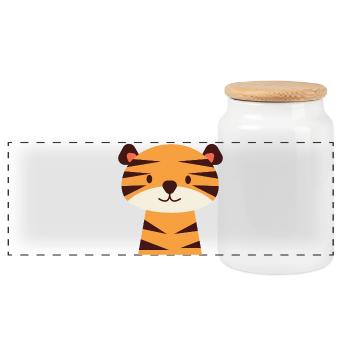 Little Tiger - Panoramic Cookie Jar with Wooden Lid - white - Front