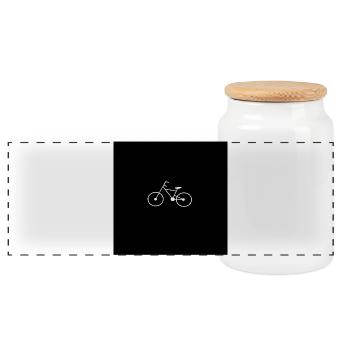 Fahrrad - Panorama Keksdose mit Holzdeckel - Weiß - Vorne