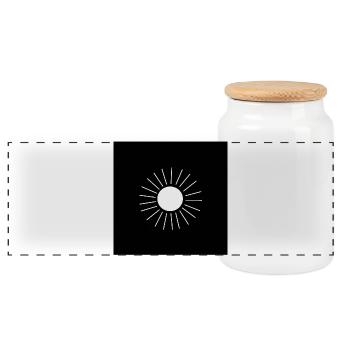 Minimalist Sonnenlogo Design - Panorama Keksdose mit Holzdeckel - Weiß - Vorne