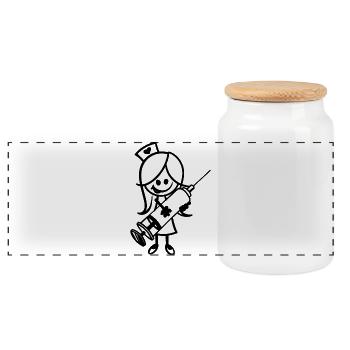 Infirmière aide-soignante Travailleur social - Boîte à biscuits avec couvercle en bois - blanc - Devant