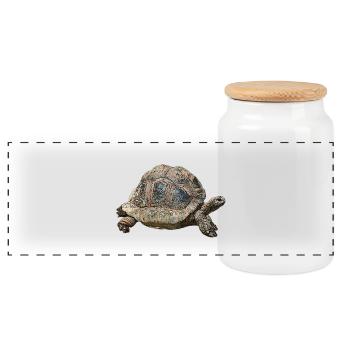 Tortue géante, grands reptiles - Boîte à biscuits avec couvercle en bois - blanc - Devant