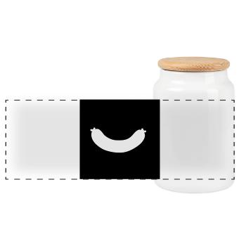 Sausage - Panoramic Cookie Jar with Wooden Lid - white - Front