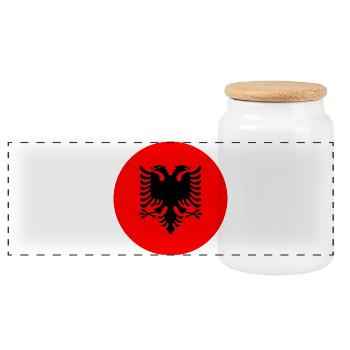 round sticker flag of Albania Shqiperia gift idea - Panoramic Cookie Jar with Wooden Lid - white - Front
