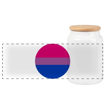 runde Aufkleber bisexuelle Stolz Flagge Aufkleber - Panorama Keksdose mit Holzdeckel - Weiß - Vorne