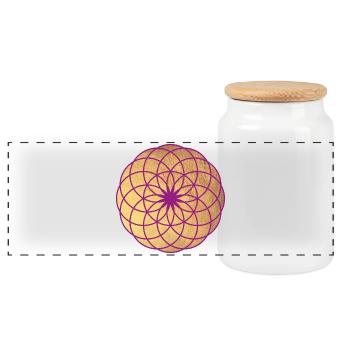 Gold Energy Yoga Motivation Mandala Namaste - Panoramic Cookie Jar with Wooden Lid - white - Front