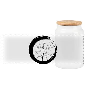 Lebensbaum Zen Baum Herbst - Panorama Keksdose mit Holzdeckel - Weiß - Vorne