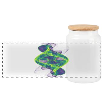 Watercolor art graphic painting picture chaos 6552vir - Panoramic Cookie Jar with Wooden Lid - white - Front
