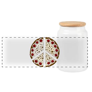 Peace pie cake peace sweet sweet funny food - Panoramic Cookie Jar with Wooden Lid - white - Front