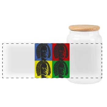 Johann Sebastian Bach in Warhol style - Panoramic Cookie Jar with Wooden Lid - white - Front