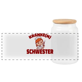 Krankenschwester Lustig Pflegerin Sozialarbeiter - Panorama Keksdose mit Holzdeckel - Weiß - Vorne